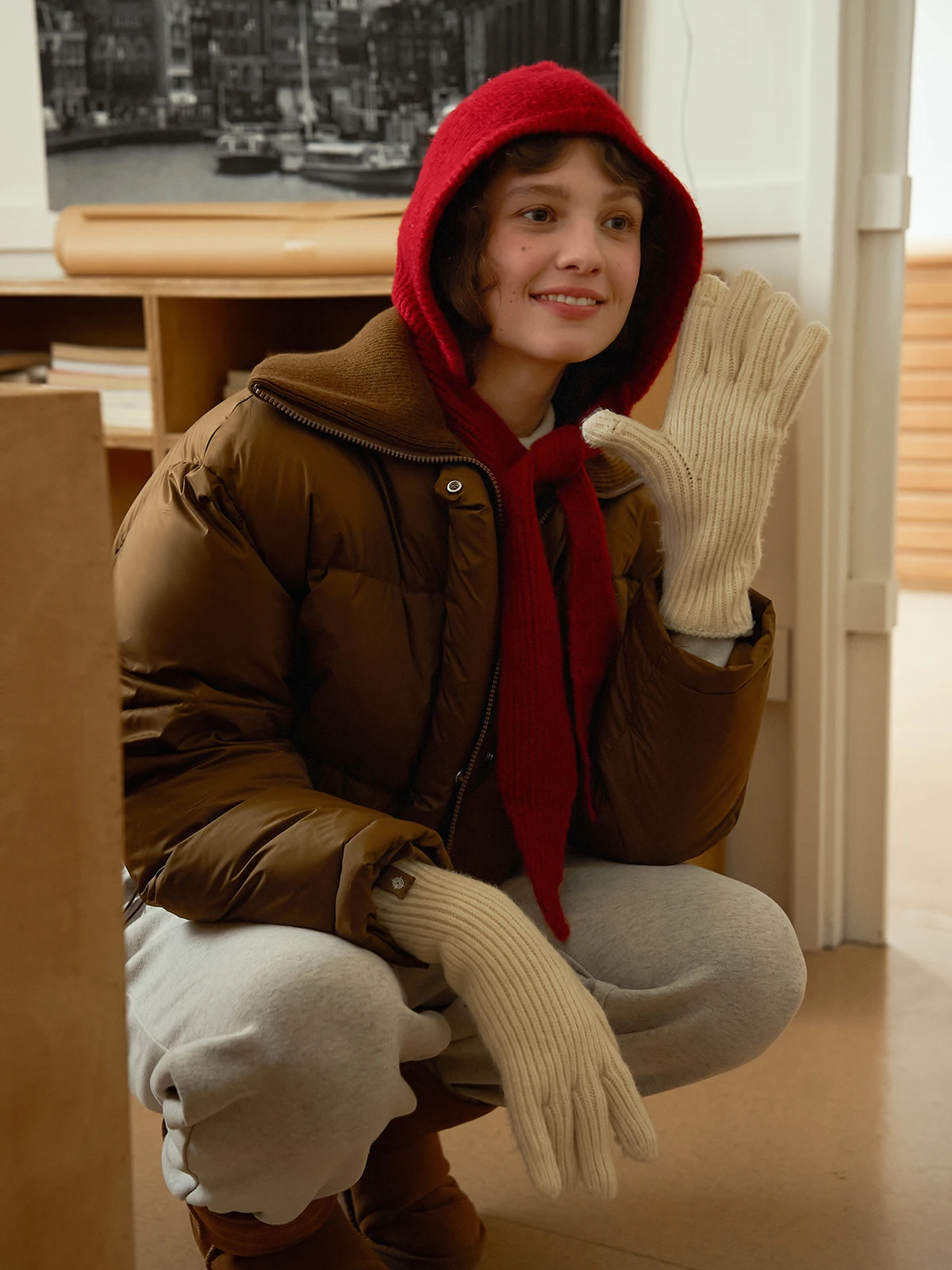 

Warm Knitted Splice Neck Lightweight Nicepeople2023AW Duck down Jacket Detachable Hat Long And Short Styles Commute Style