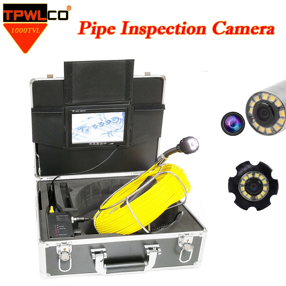 DVR Recorder 7inch 23mm Industrial Sewer Video Camera IP68 Waterproof 12V4500mAh Battery Drain Pipe Inspection Endoscope System