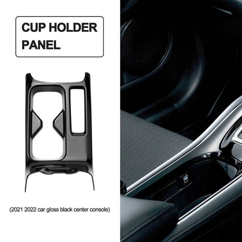 2Pcs Car Gloss Black Center Console Water Cup Holder Decoration Cover Trim Stickers For Honda HRV HR-V Vezel 2021 2022