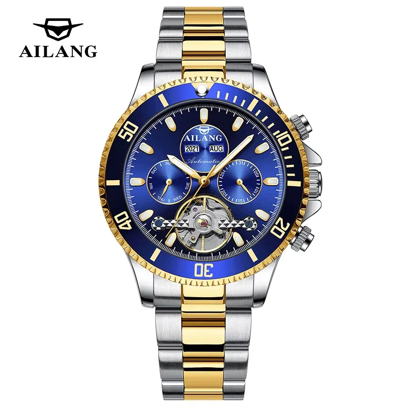 Beautiful China Hot Selling Ailang Business Automatic Skeleton Stainless Steel Strap Waterproof Strong Luminous Mechanical Watch
