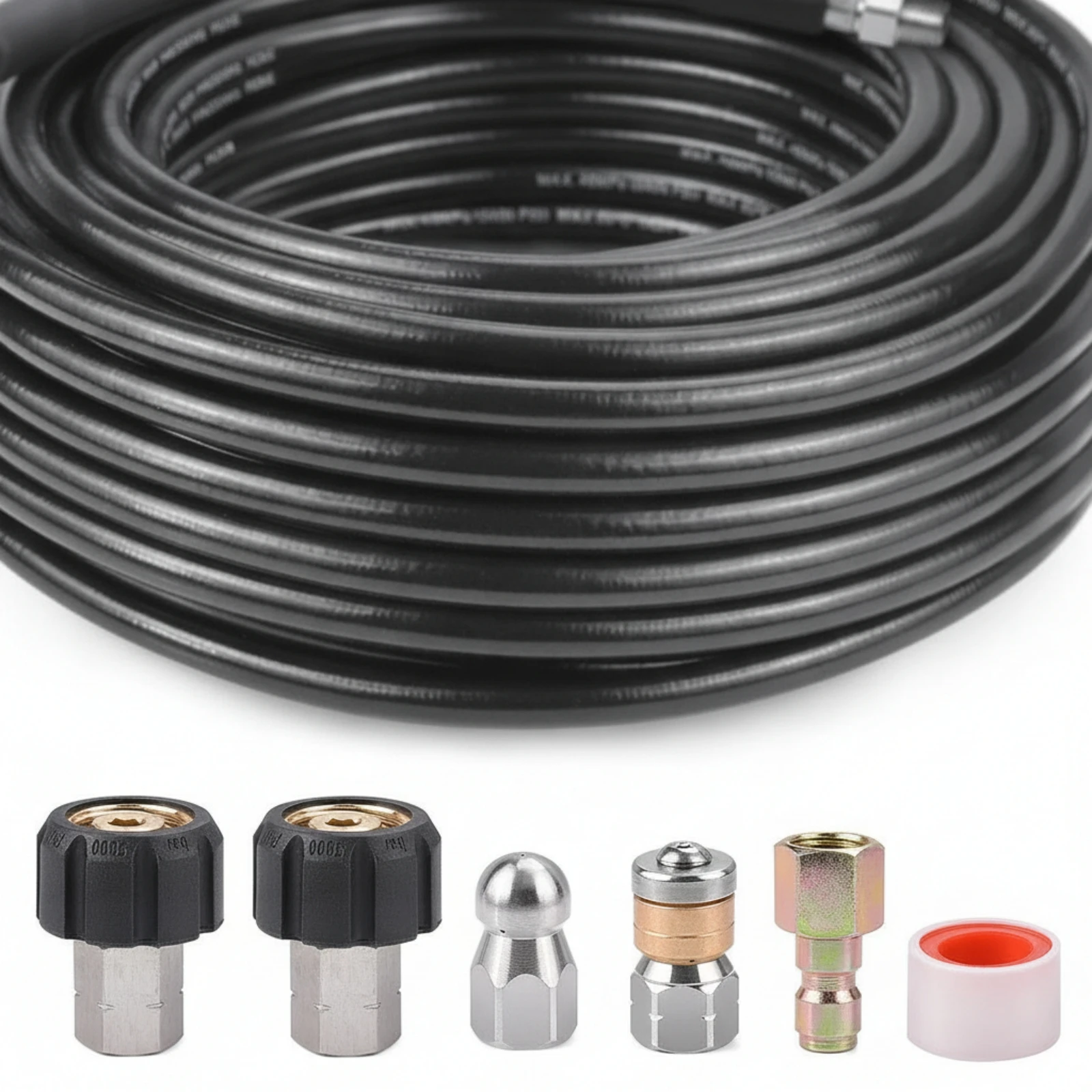 Pressure Washer Hose with Sewer Jetter Nozzle 4000 PSI Pressure Washer Hose with Nozzles Universal Professional