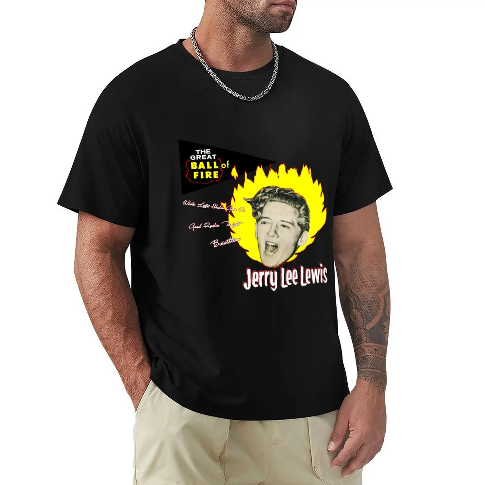 Jerry Lee Lewis - O Grande Bola de Fogo! Camiseta casual com estampa artística