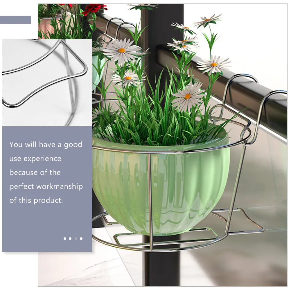 Stainless Steel Flower Rack Hanging Plant Pot Holder for Balcony Indoor Outdoor Use Decorative Succulent Pot Shelf Gardening view 3
