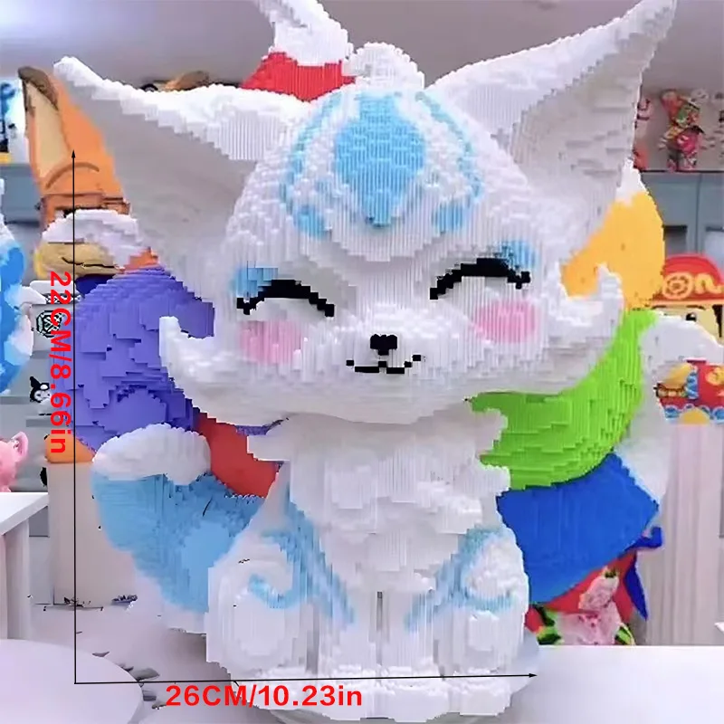 

7542 Pieces of Rainbow Nine-Tailed Fox Building Block Models, Animal Creative Decorations and Room Decorations, Birthday/Halloween