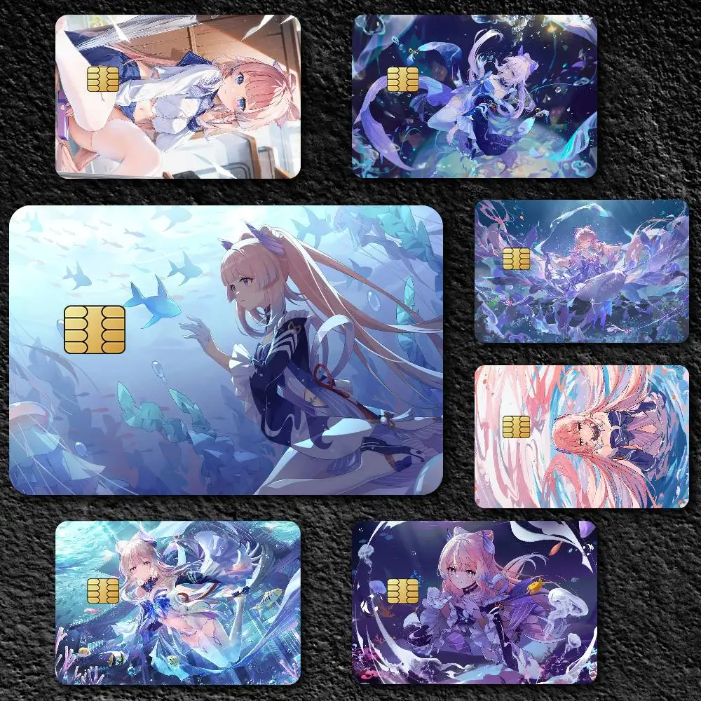 Genshin Impact Sangonomiya Kokomi Credit Card Skin Stickers for Bank Card Bus Metro Card Sticker Waterproof Gift