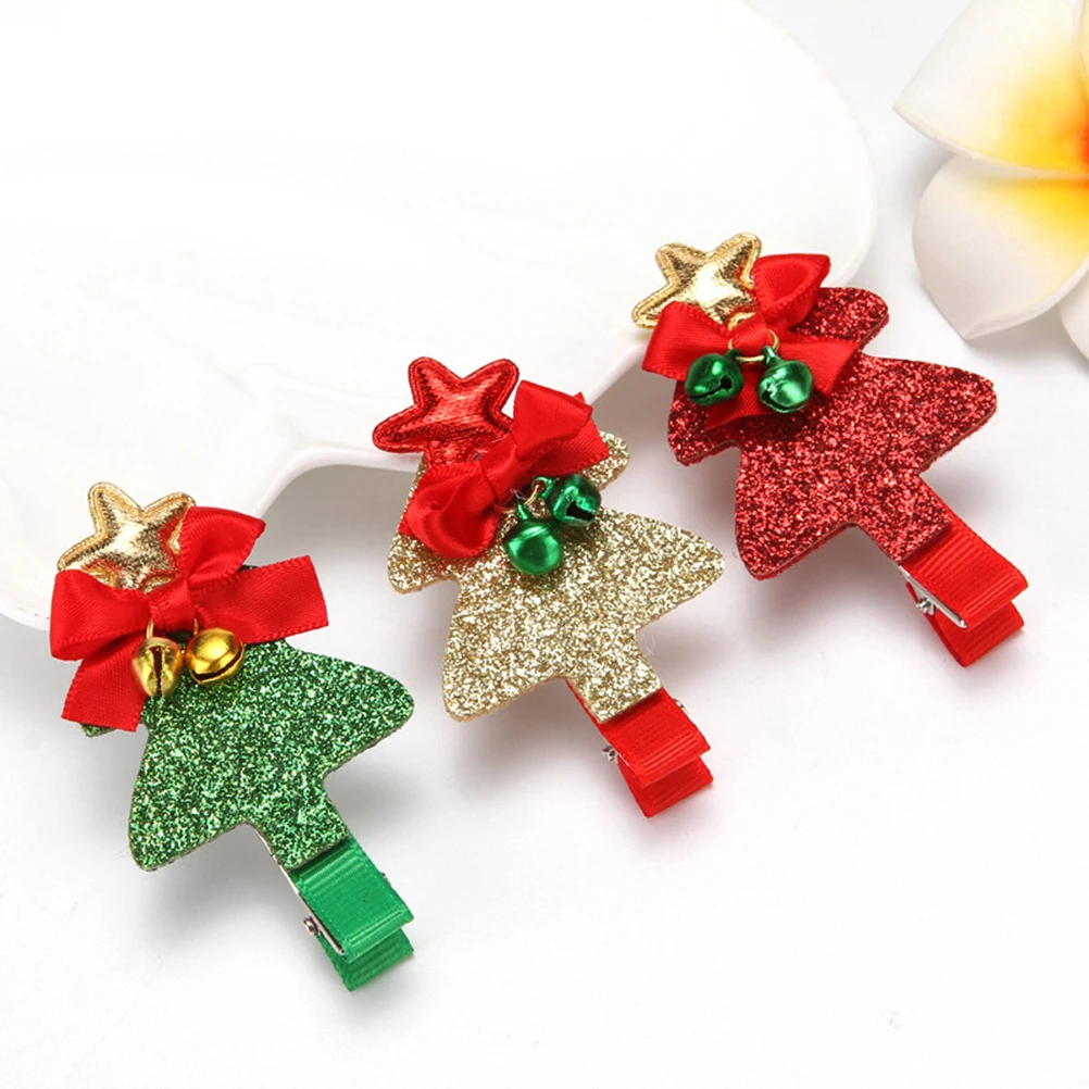

5pcs Clips Christmas Kids Girls Women Kids Hair Clips Infant Harajuku Accessories Santa Elk Antler Hat Tree Barrettes