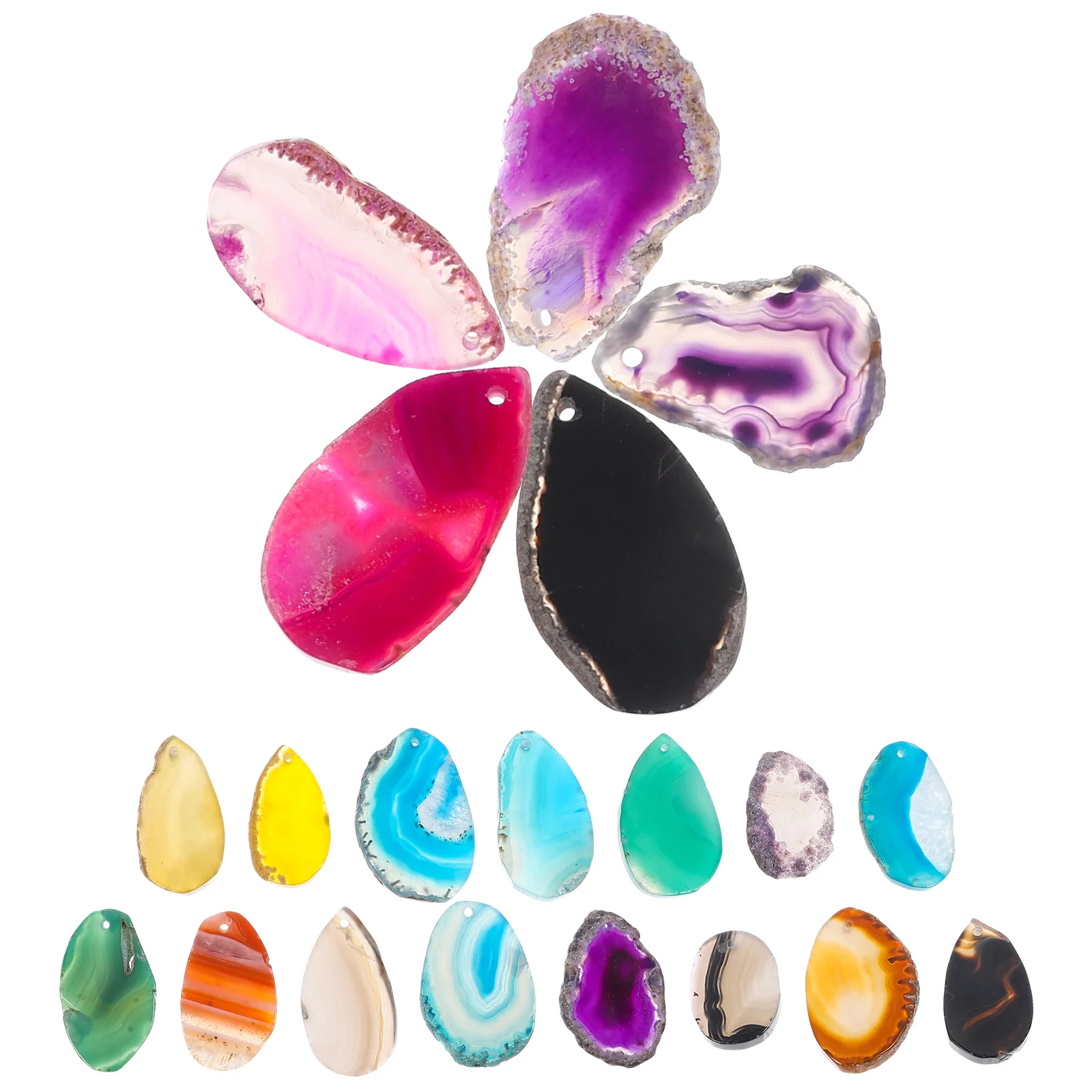 

DIY Agate Pendants Piece Sweater Chain Hanging Decoration Colorful Wind Chimes (20pcs Mixed Style) Slices