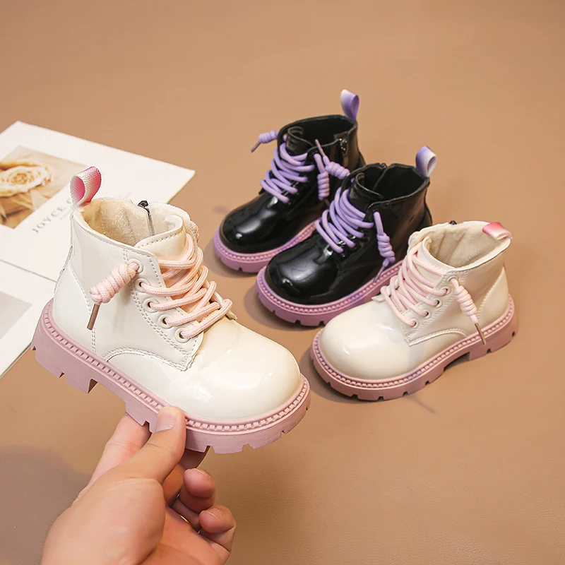 

Children Leather Boots Girls Fashion Autumn Winter Kids Shoes Casual Comfortable Short Boots Warm Anti-slip Cotton Kids Boots