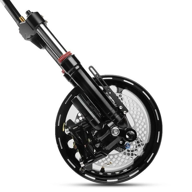 A set of shock-absorbing front wheels, a set of calipers, full modified front wheel hubs, complete 12 inches