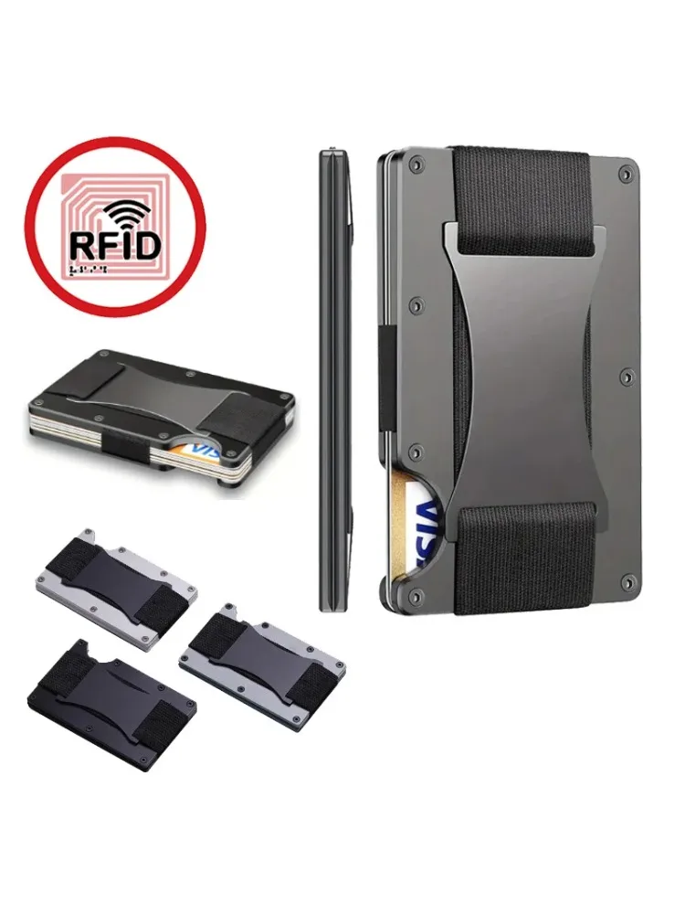 Neuer Schlanker Modischer RFID-Schutz Kartenhalter für Männer und Frauen Aluminium-Geldbörse Elastische Rückentasche ID-Kreditkartenetui Unisex Reisebörse