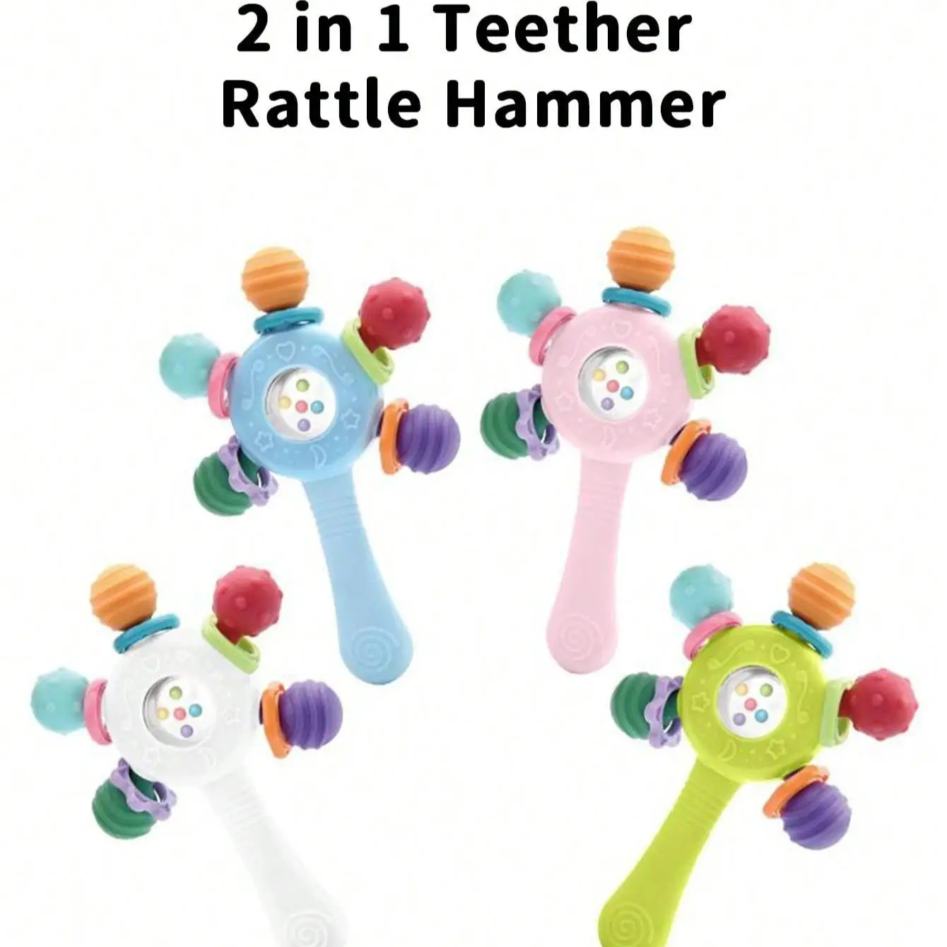 Juguete sonajero mordedor para bebé, juguete para la dentición del bebé, juguete sensorial para bebé, juguete de educación temprana, juguete de entrenamiento de habilidades motoras, regalo de cumpleaños para