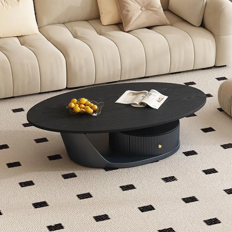 

Solid wood wabi-**** wind coffee table minimalist Italian light luxury living room home designer small apartment premium oval te
