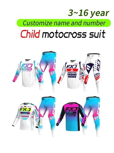 子モトクロスギアセット子供レーシングスーツエンデューロクロス少年少女ベビーオフロード MX MTB 3 4 5 6 7 8 9 10 11 12 年オートバイ