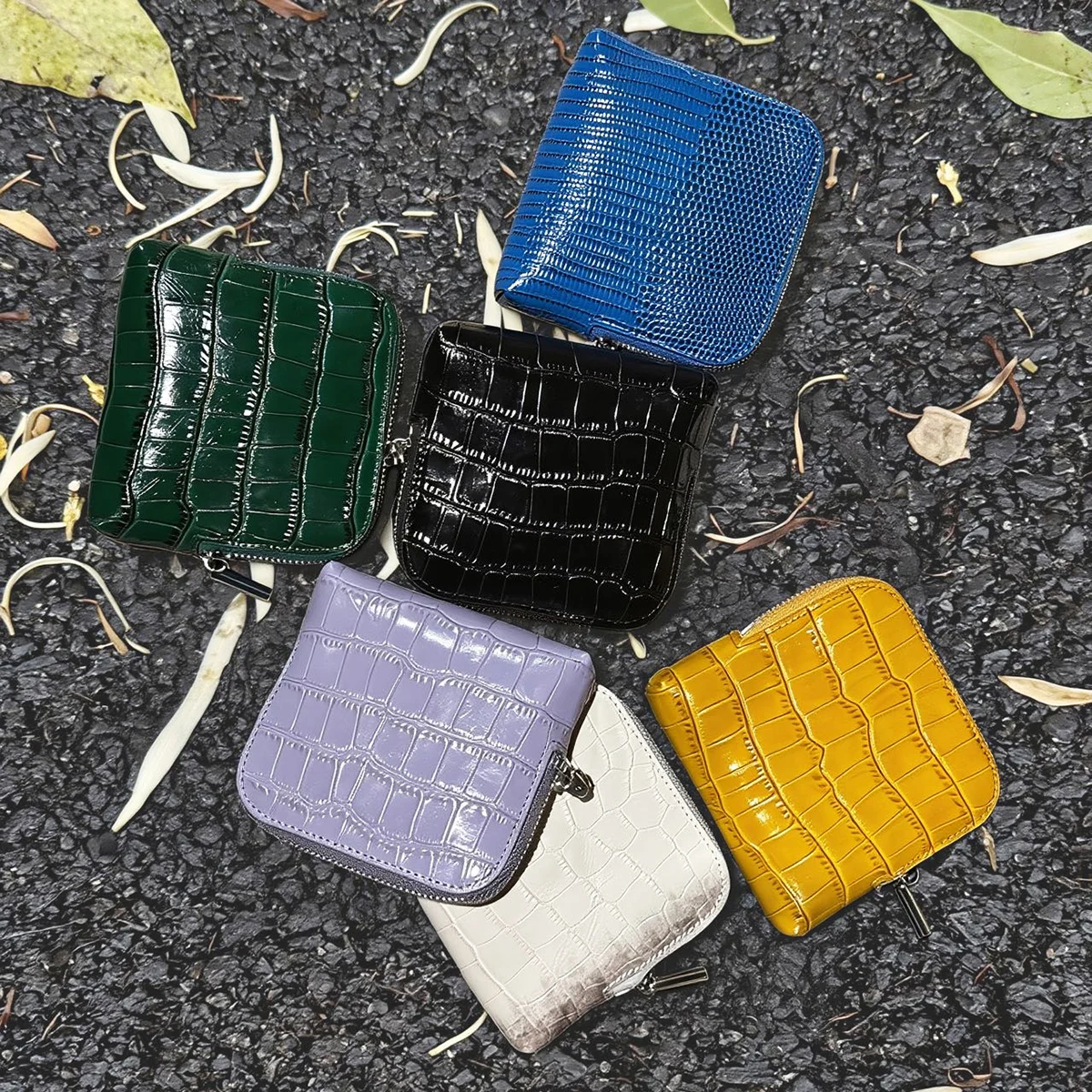Echtes Leder Krokodilmuster Schmuckbeutel Clutch-Tasche Damen Minimalistisches Nischendesign Münzbörse Luxus Neuerscheinung Elegant – Detail 5