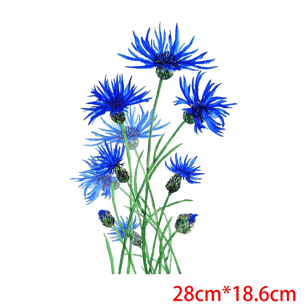 Ink Painting Flower Patches for Clothing Heat Transfer Fashion Appliques for Clothing Thermo Stickers Iron on Vinyl for Clothes