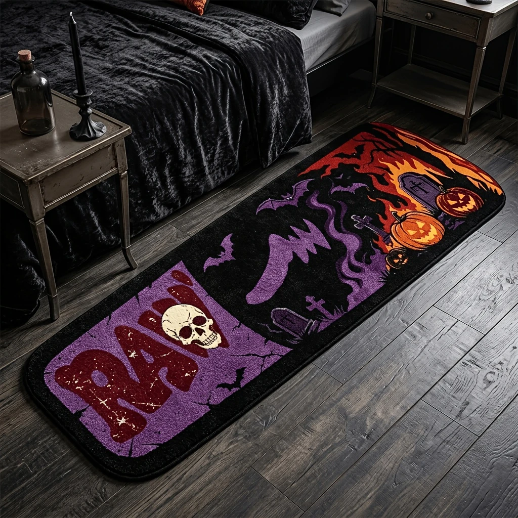 VIKAMA Halloween Trend Gothic Style Bedroom Side Rug Washable Soft Indoor Area Rug Festival Home Decoration