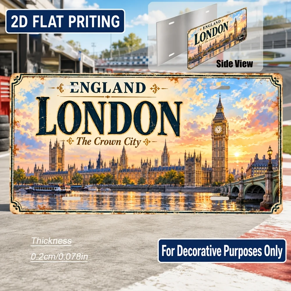 2D Flat - 【2D Flat】 2D Flat - [2D Flat] 2D Flat, 1pc, London Theme Retro Sign, for Decoration Solely, Home Decor, Birthday Gi