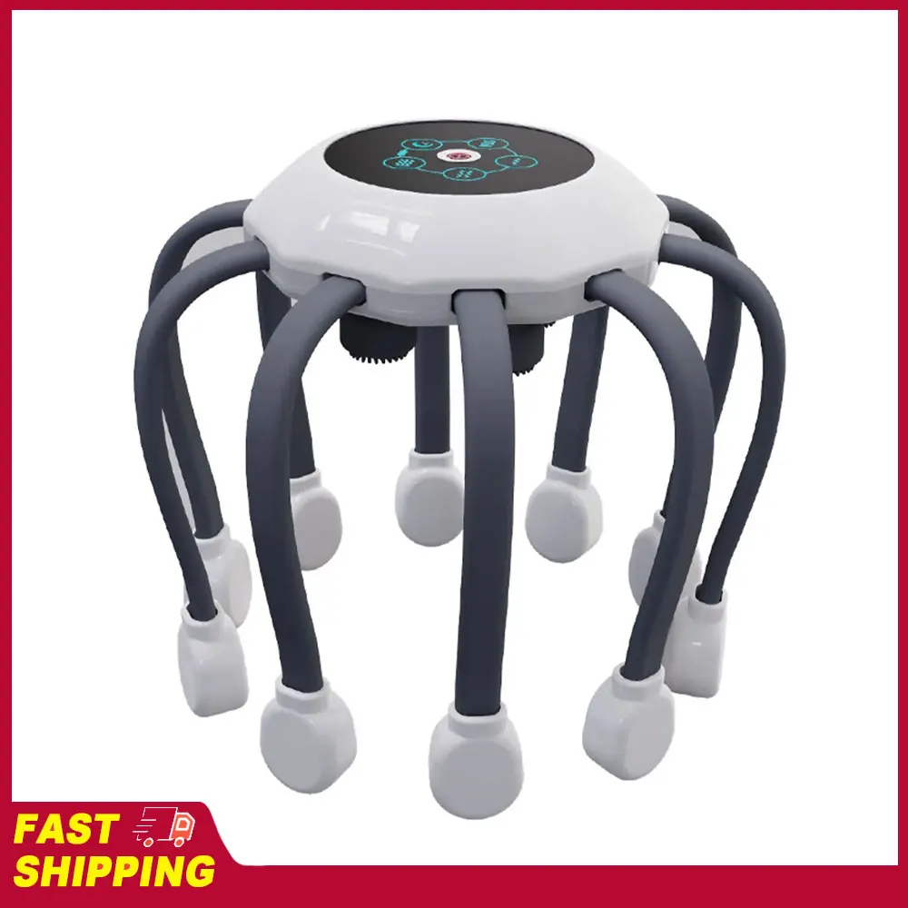 Electric Vibrating Head Massager White Multiple Modes Electric Head Massager Adjustable Levels Smart Timing for Relieve Stress