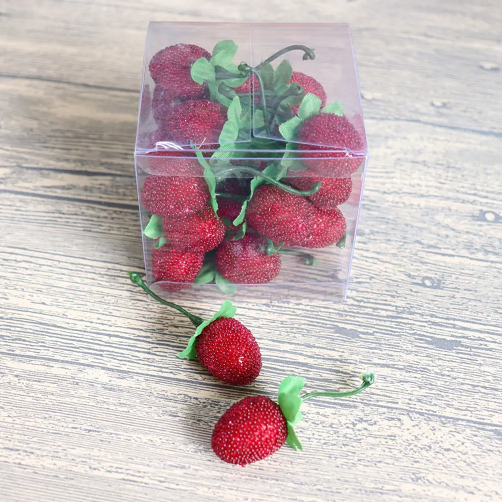

20Pcs Lifelike Artificial Strawberry Decorations Simulated Berry Photo Props Realistic Home Kitchen Table Accent