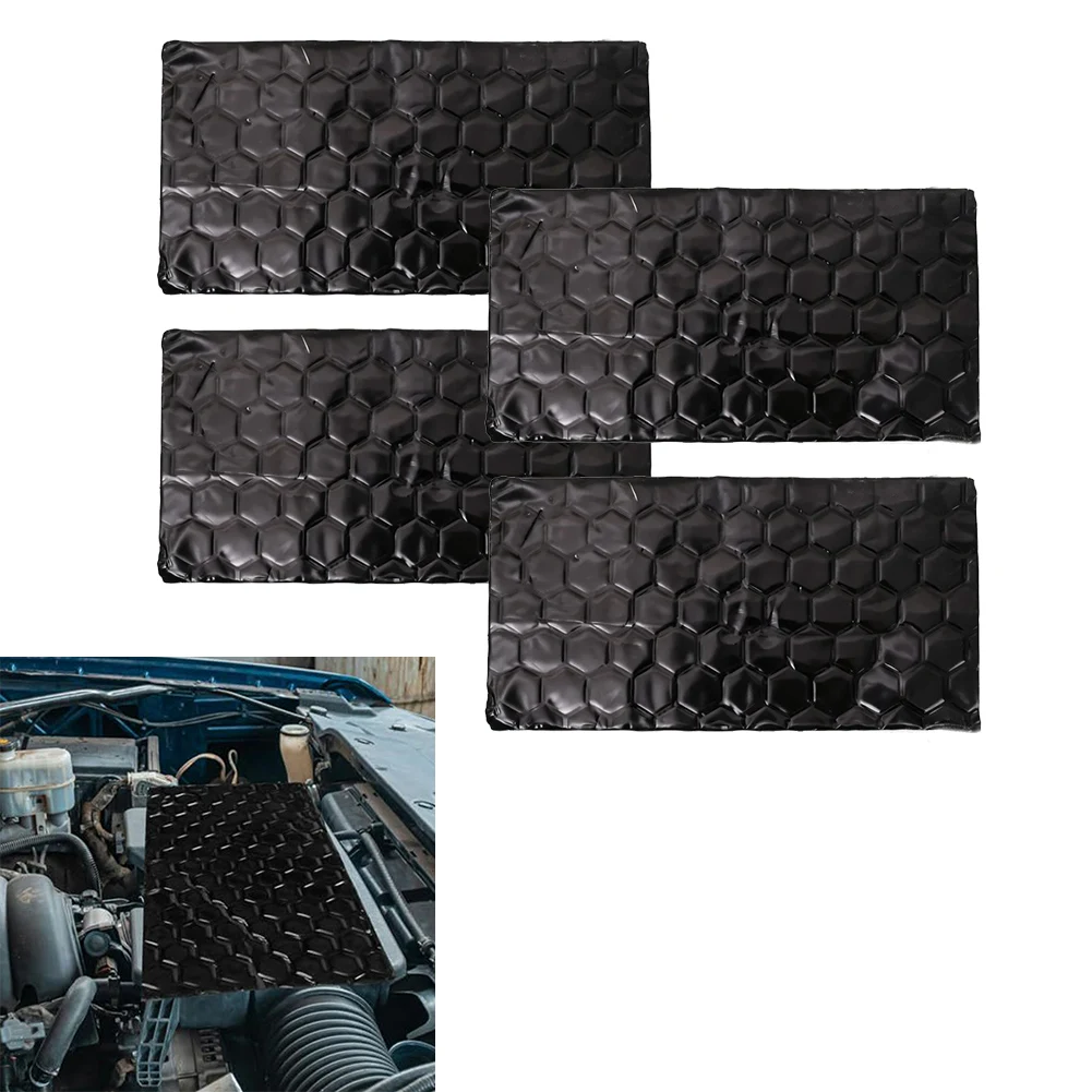 4pcs Car Sound Deadener Noise Insulation Mat Heat Shield Butyl Rubber Aluminium Plate Auto Interior Decal Car Accessories