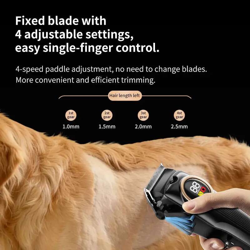 Dog clippers for grooming, low noise, cordless electric dog grooming kit, rechargeable, suitable for cats, pet hair trimming set