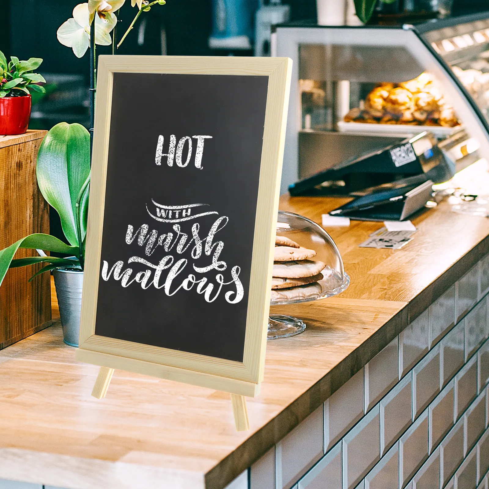 1Set Mini Desktop Chalkboard Wood Blackboard Decorative Message Board for Restaurant Menu Price Sign Drawing