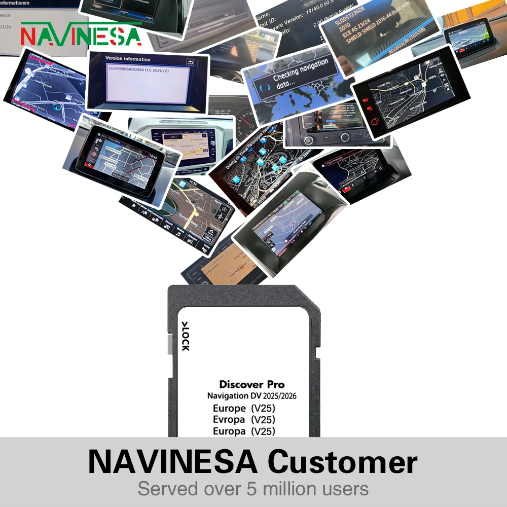 اكتشف بطاقة خريطة Pro DV V25 Navigation SD 64GB لسيارة Volkswagen Passat 3G من خريطة غطاء 2015 أوروبا ألمانيا إسبانيا هولندا