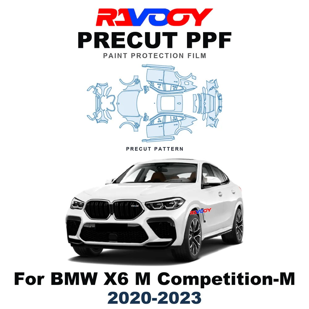 Precut PPF For BMW X6 M Competition-M 2020-2023 8.5mil TPU Paint Protection Film Hood Bonnet Bumper Headlight Self-Healing Roof