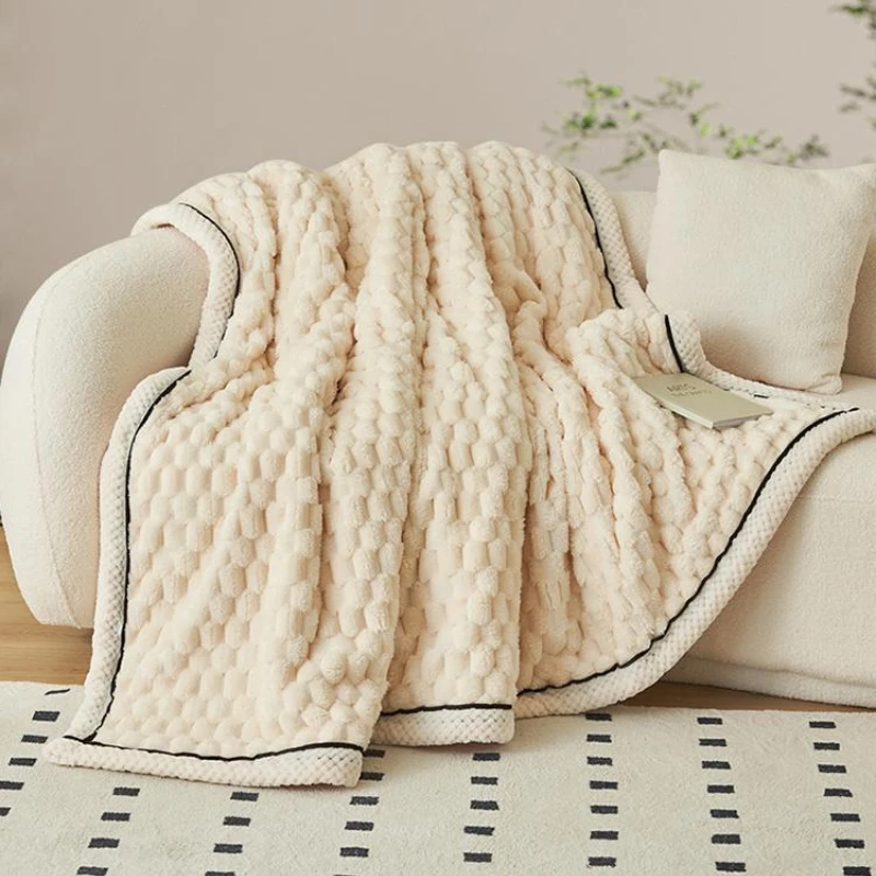 Soft Fluffy Lamb Wool Blanket Thick Anti Static Coral Blanket Household Warm Sofa ThrowTowel Milk Flannel Double-sided Bed Sheet