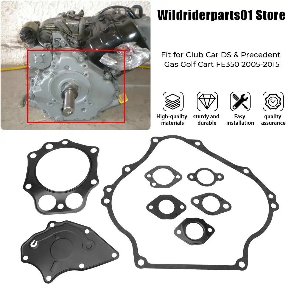 

1 комплект черных прокладок двигателя для гольф-каров Club Car DS и Precedent с бензиновым двигателем FE350 2005-2015, а также для Kawasaki FE350 2005-2015