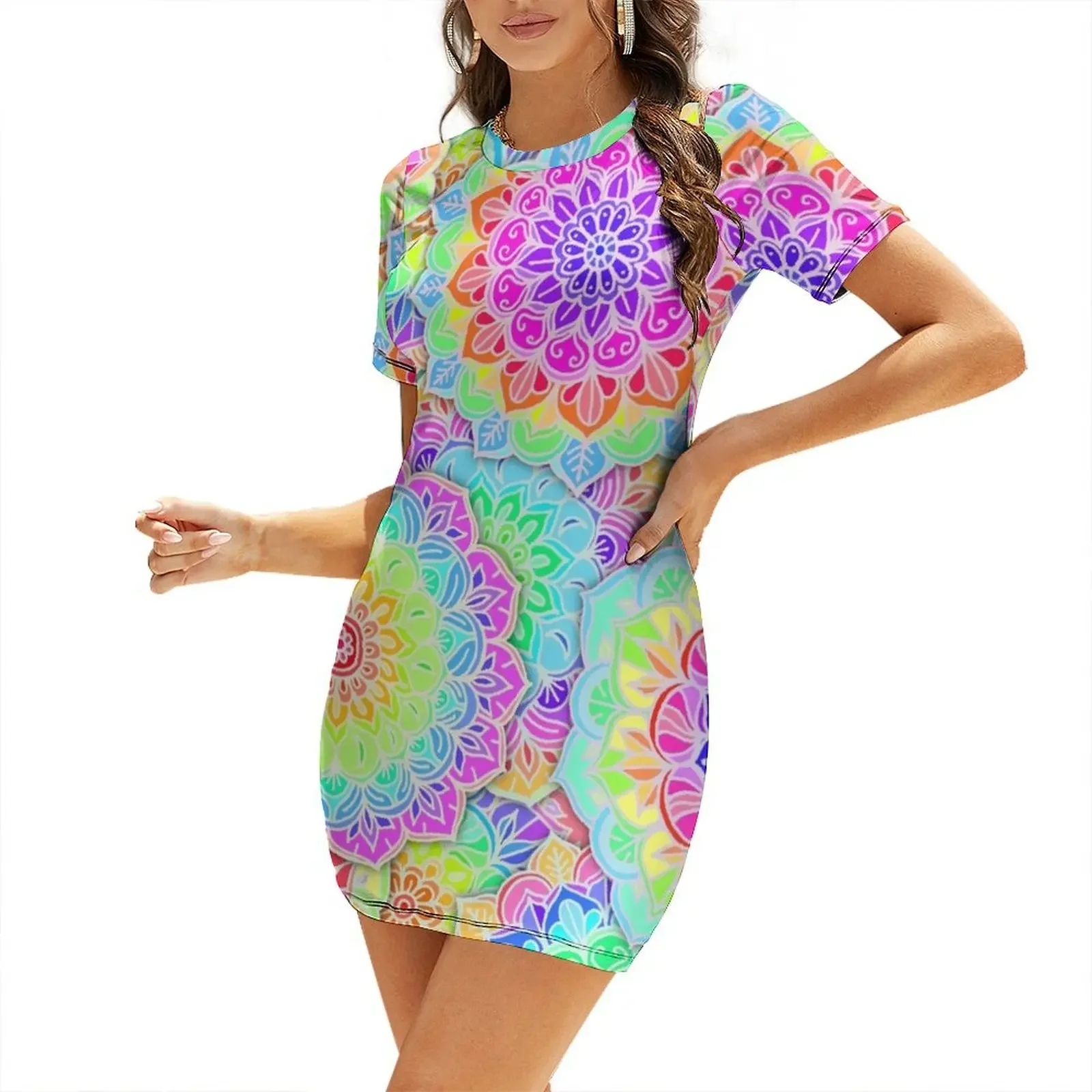 

Psychedelic Summer Short-Sleeved Dress prom dress prom dress 2025 ceremony dresses summer clothes for women
