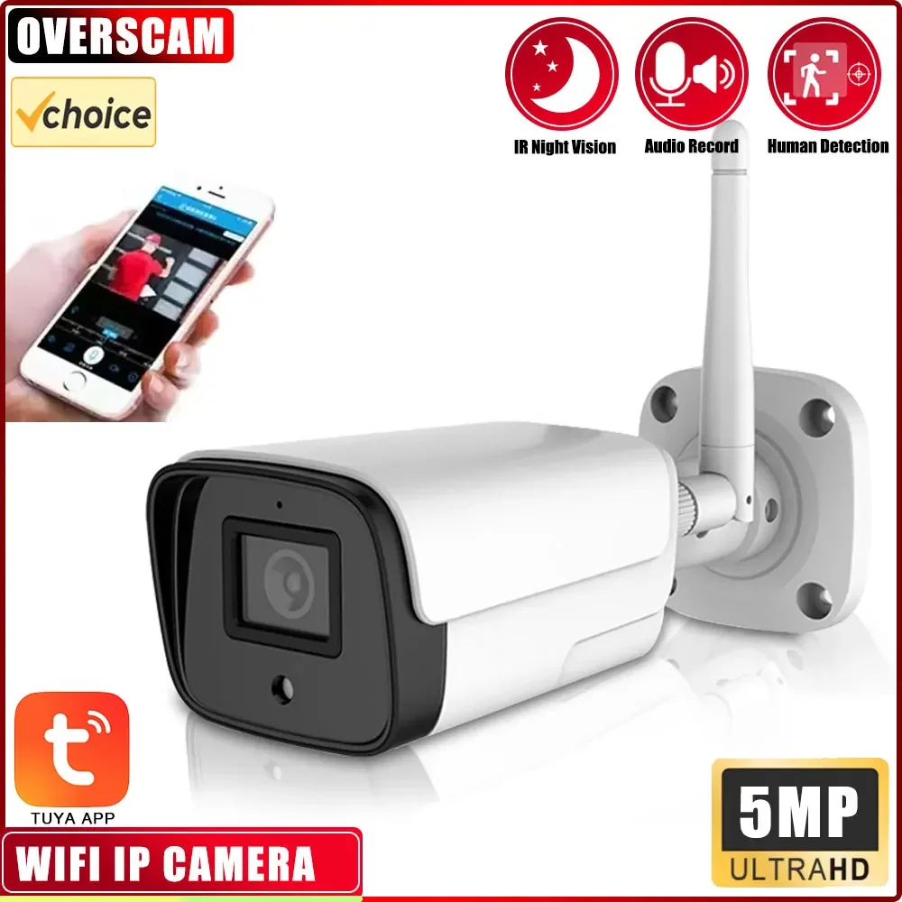 Tuya-Caméra IP WiFi Metal Bullet Cam, 5MP, Protection de sécurité extérieure, permission vidéo CCTV, Détection de mouvement, Smart Life Andrea