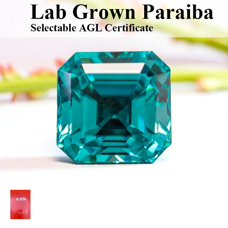 

Lab Grown Sapphire Paraiba Asscher Cut Shape VVS1 Charms Diy Advanced Jewelry Making Materials Selectable Certificate