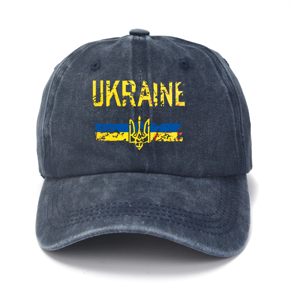 New Ukraine Washed Cotton Print Retro Unisex  Emblem Popular Baseball Cap Outdoor Sports Adjustable Sunshade Hat