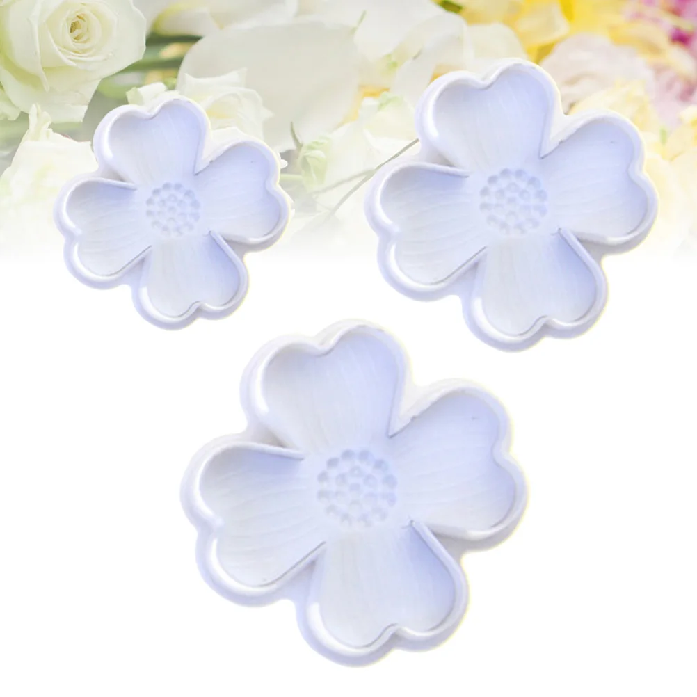 

3pcs Four Leaf Clover Spring Plunger Embossed Mold Sugar Cookie Molds Cake Fondant Decoration Tool (White)