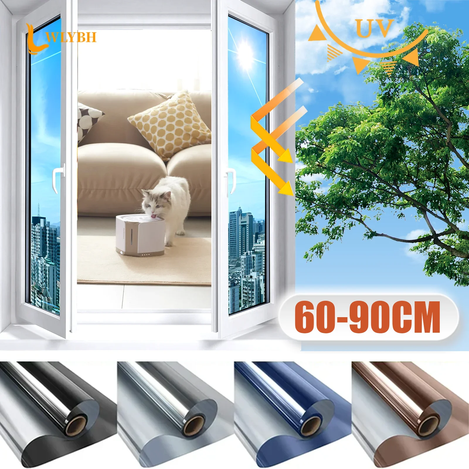 60-90CM House Window Privacy Tint Film Anti Look Vinyl Glass Foil One Way Pvc Sticker Self Adhesive Customized Insulation Films﻿