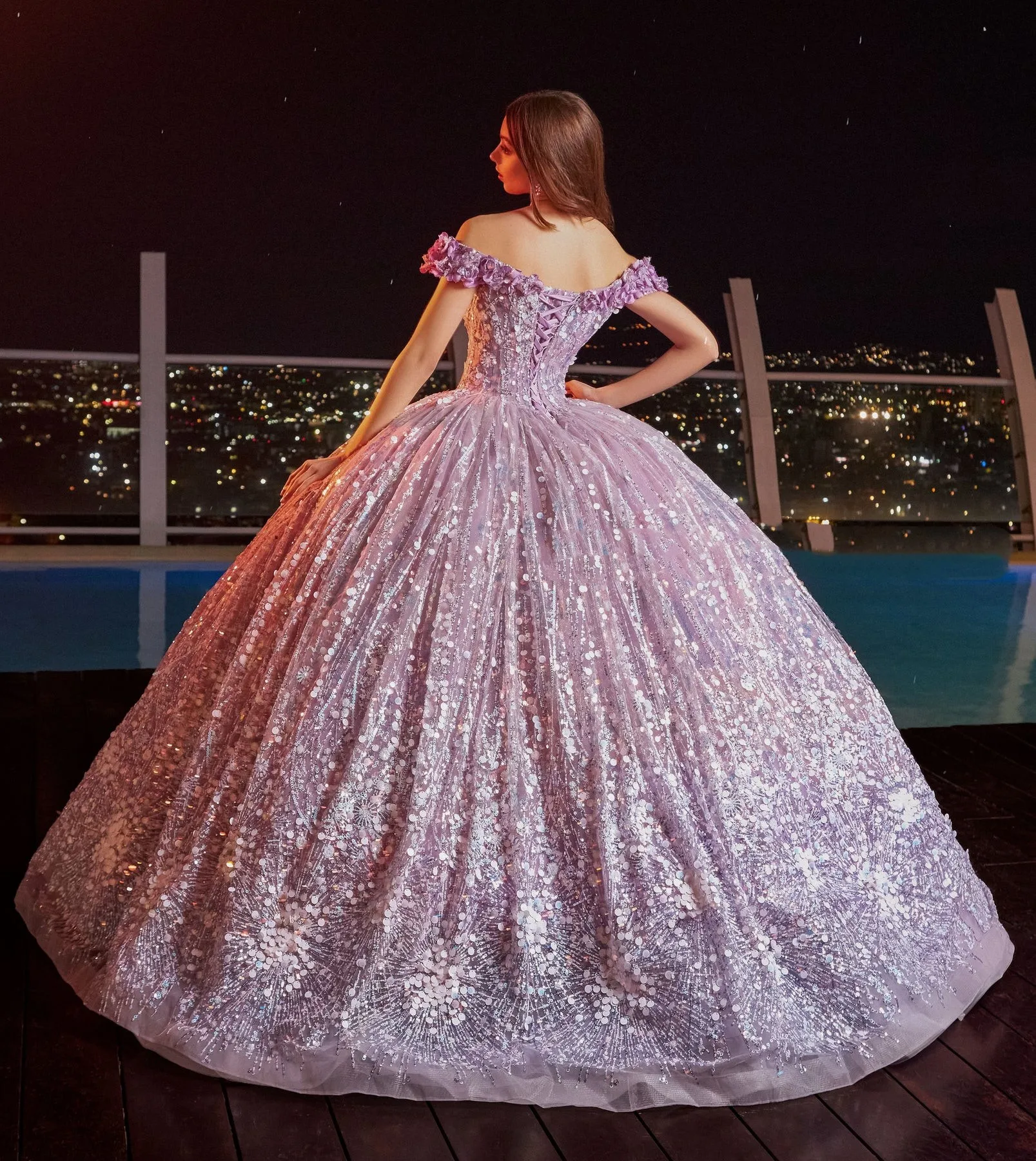 Puffy Charro Quince anera Kleider Ballkleid von der Schulter Pailletten funkeln mexikanische süße 16 Kleider 15 Anos