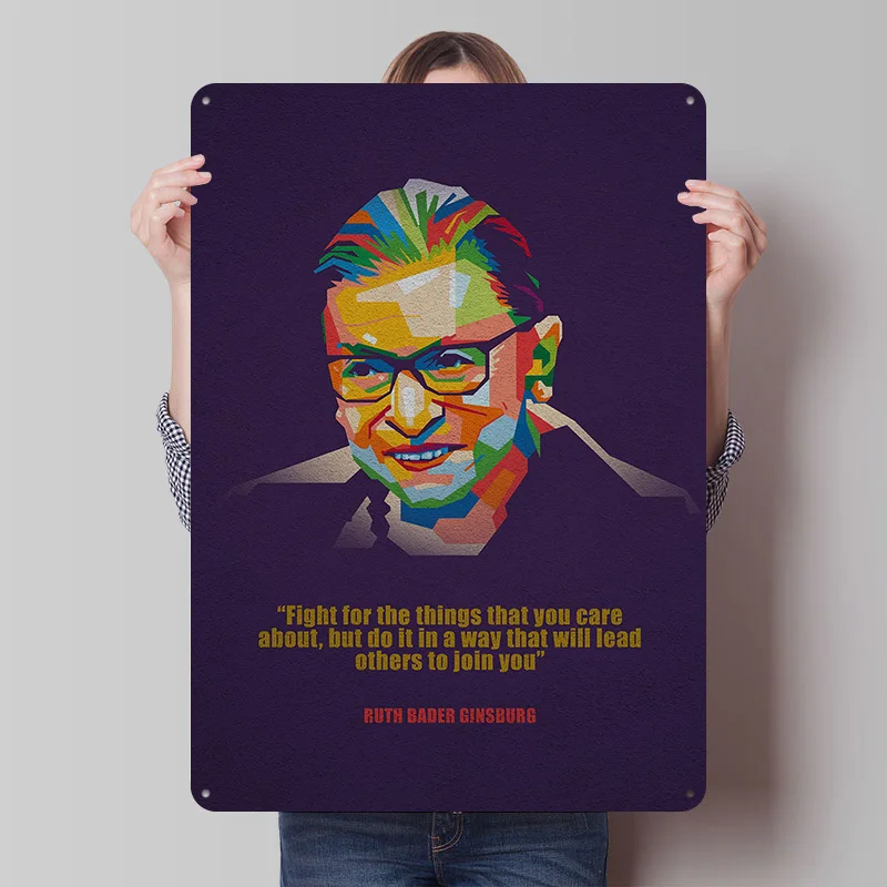 Ruth Bader Ginsburg Tinplate Poster Custom Wall Art Vintage Metal Signs Retro Tin Plaque for Home and Decoration Gaming House