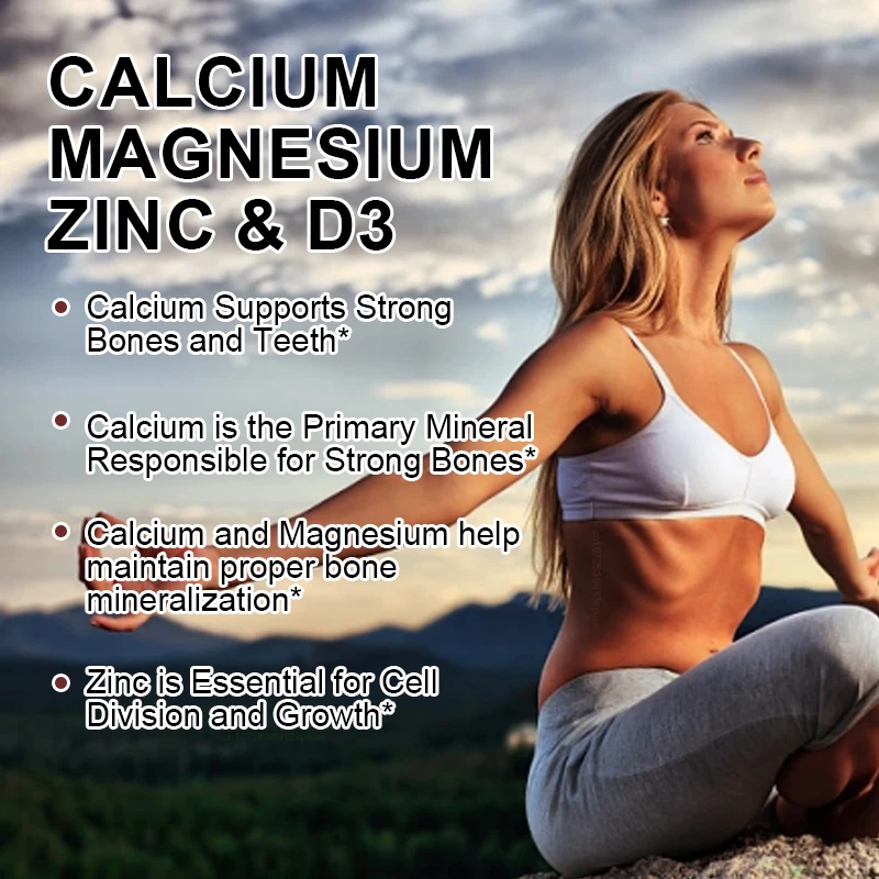 Alxfresh Calcium Magnesium Zinc D3 Supplement Support Immune & Supporting Bone Strength, Joint Health Vitamins Capsules