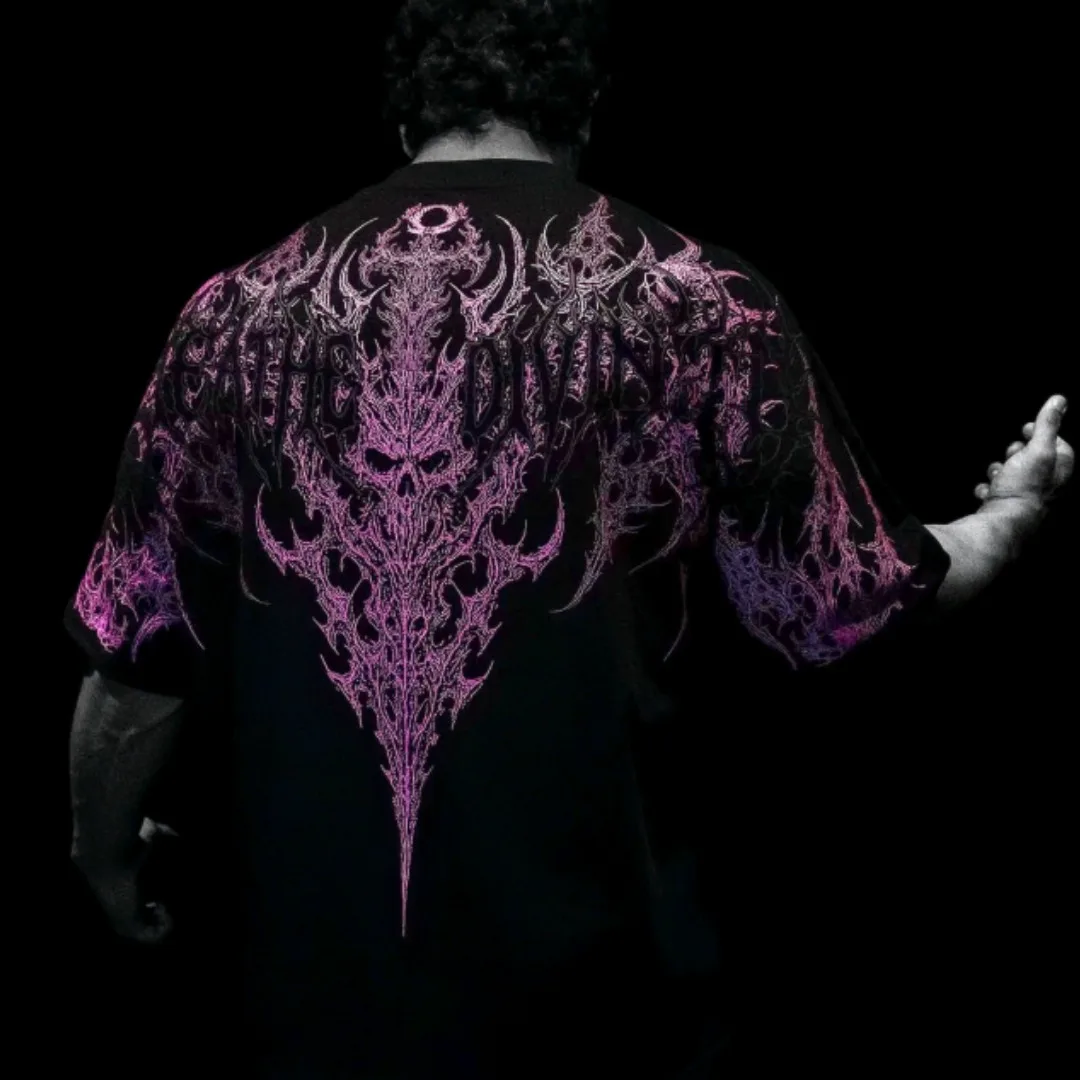 Gothic Style Loose Casual Sports Short Sleeve T Shirt BD Cotton Material Unisex Design Top