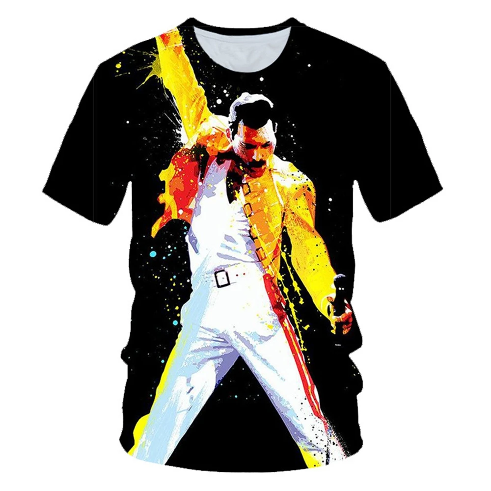 Koningin 3D Print T-shirt Mannen Dames Rock Band Streetwear Zanger Freddie Mercury T-shirt Mode O Hals T-shirt top Harajuku