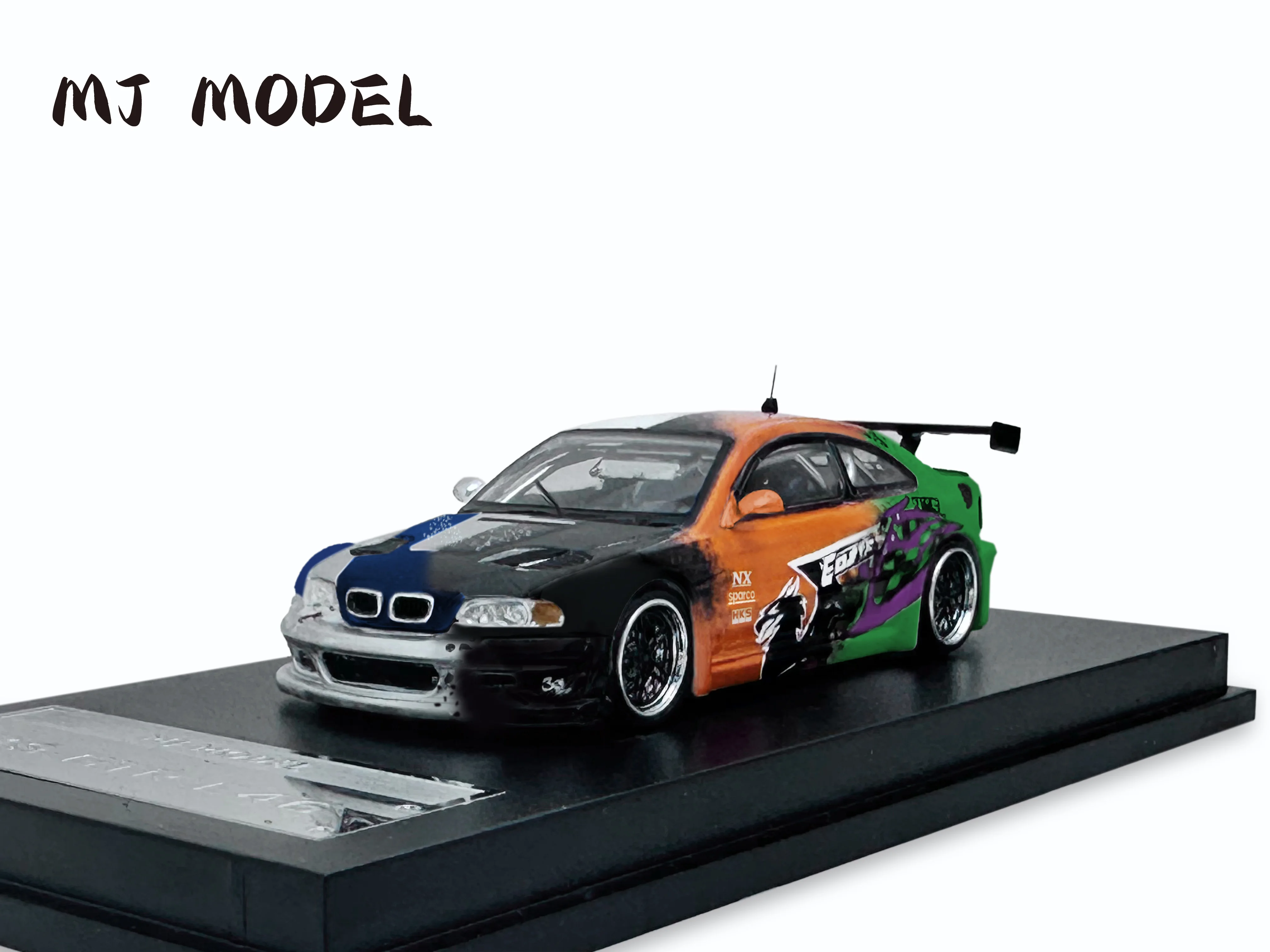 MJ 1:64 BMW M3 E46 Necesita velocidad ​ ​ pintura de ensamblaje, capó se puede abrir, modelo de coche de aleación con detalles de motor.