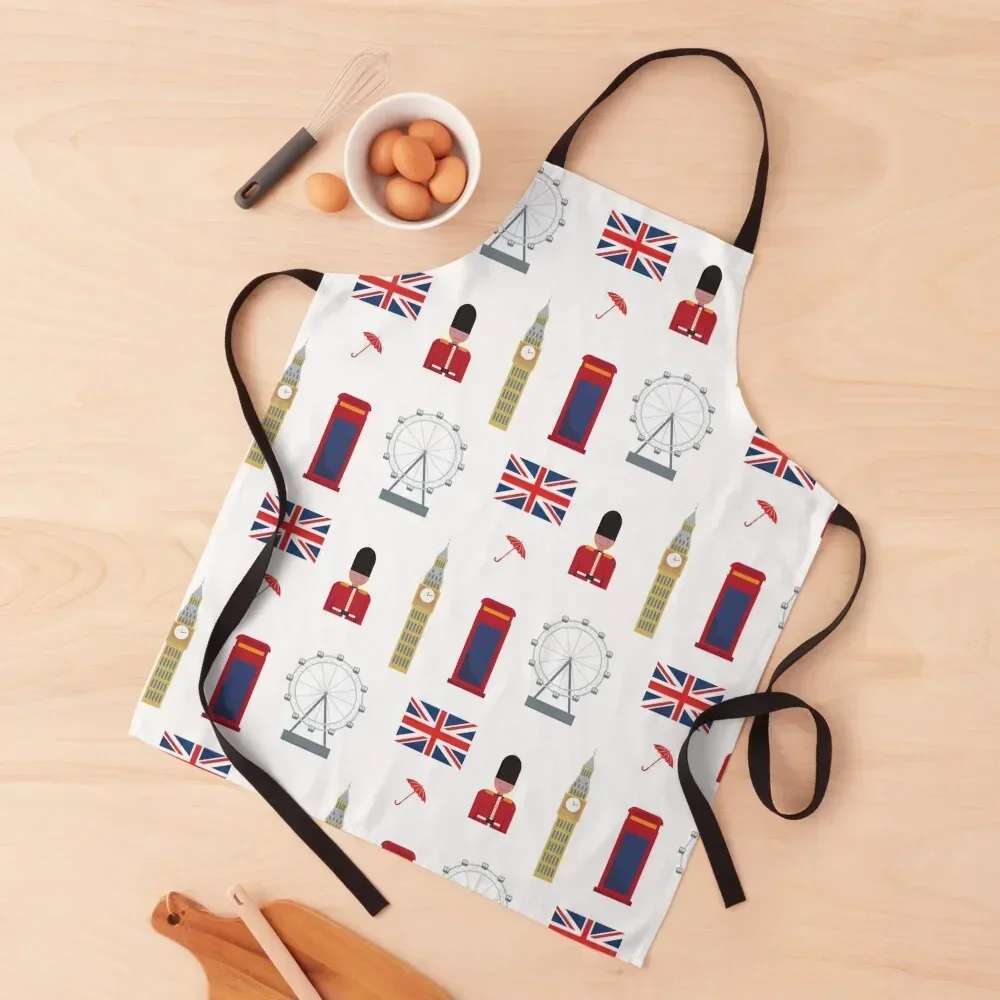 

London - England iconic Apron Kitchen Things Waiter Uniforms For Woman painting Apron