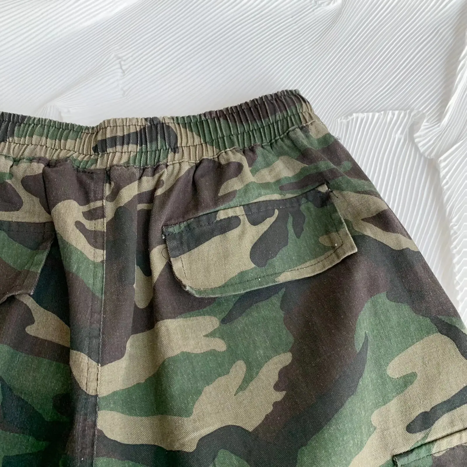 Cargo Shorts Men Casual Loose Daily Summer Drawstring Camouflage Large Pocket Knee-length Japanese Style Fashion All-match Chic