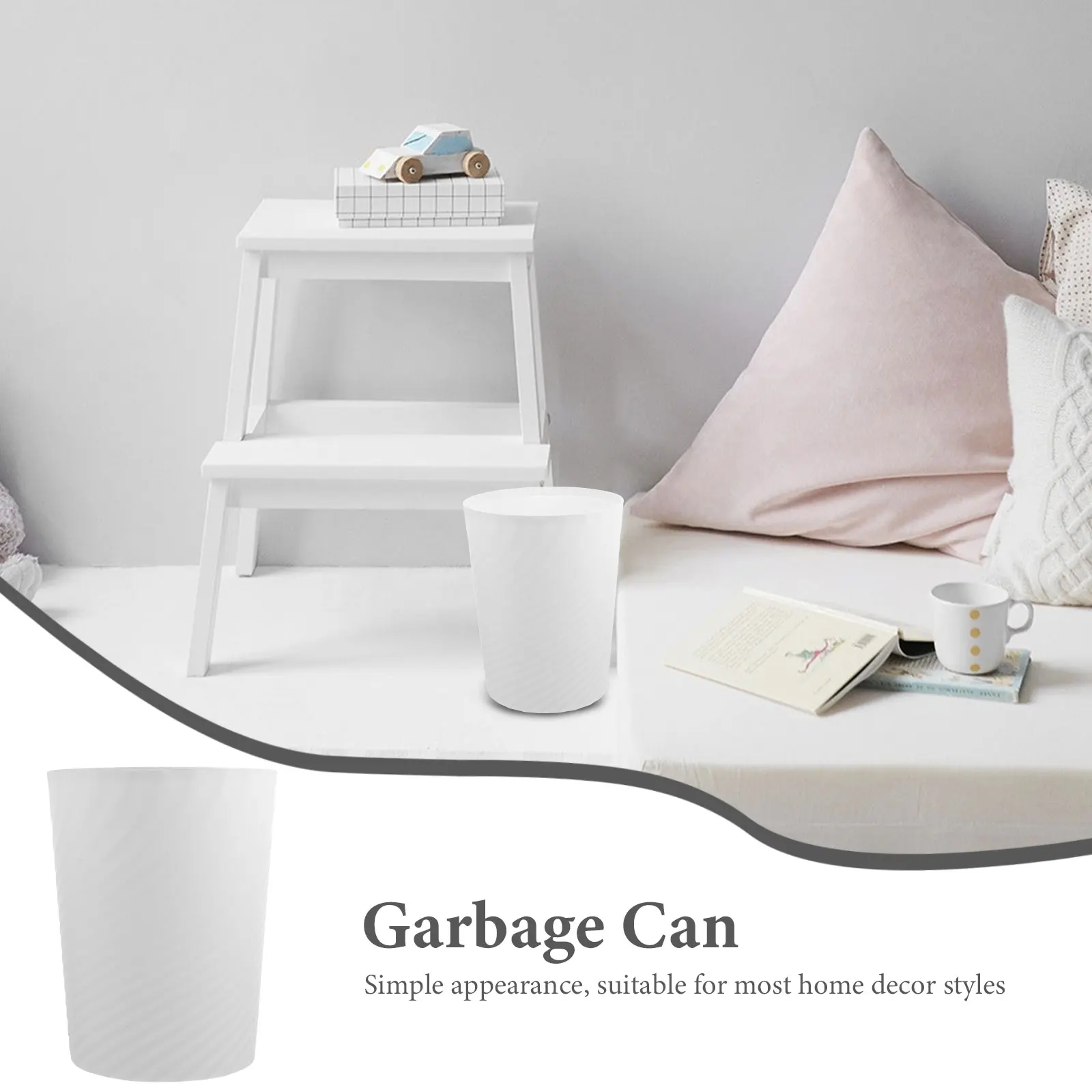 

2pcs 8L White Small Trash Can for Office Bedroom Bathroom Home Practical Waste Bucket Garbage Storage No Lid Stable