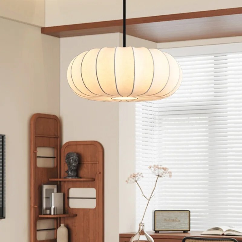 

Silk pendant light pumpkin Japanese restaurant Zen style new Chinese retro bedroom room E27 pendant light LED lamp