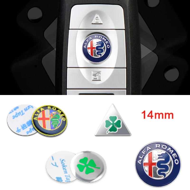 5/10PCS 14mm Car Remote Key Sticker Aluminum Badge For Alfa Romeo 159 Sportwagon Giulietta Mito 147 156 Giulia Stelvio Spider GT