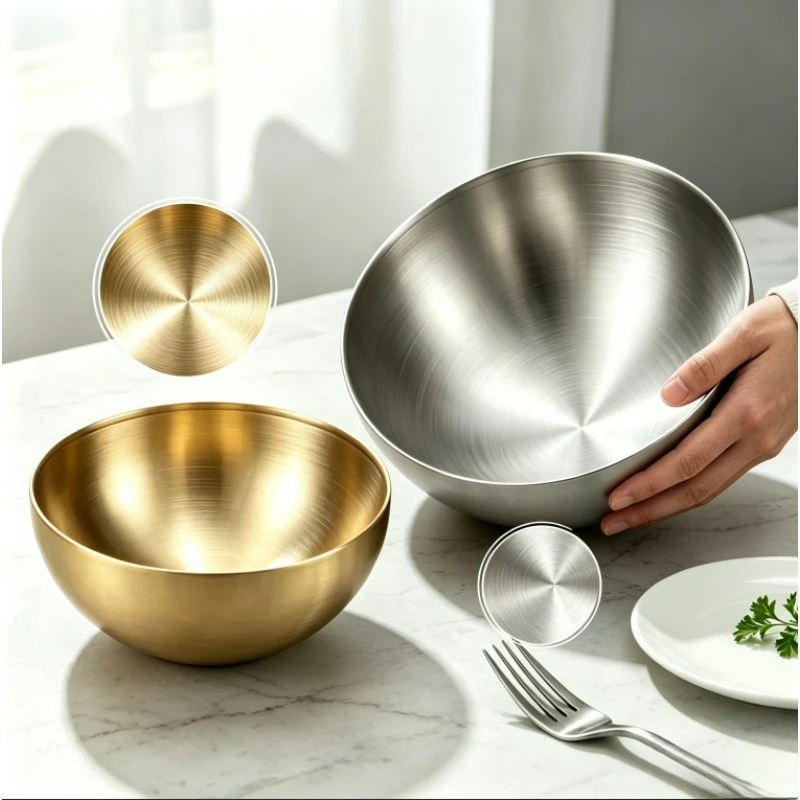 Stainless Steel Mixing Bowls Metal Serving Salad Bowls, Baking Food Storage Containers for Baking, Cooking, Making Salads, Soups view 3