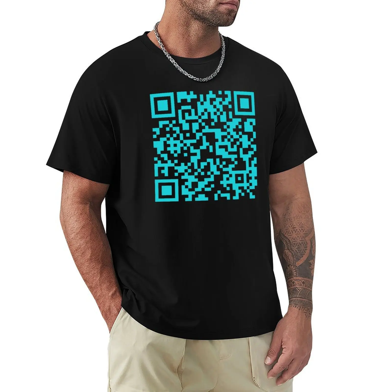 Rick roll QR code T-Shirt Soft Cotton Print T-Shirt