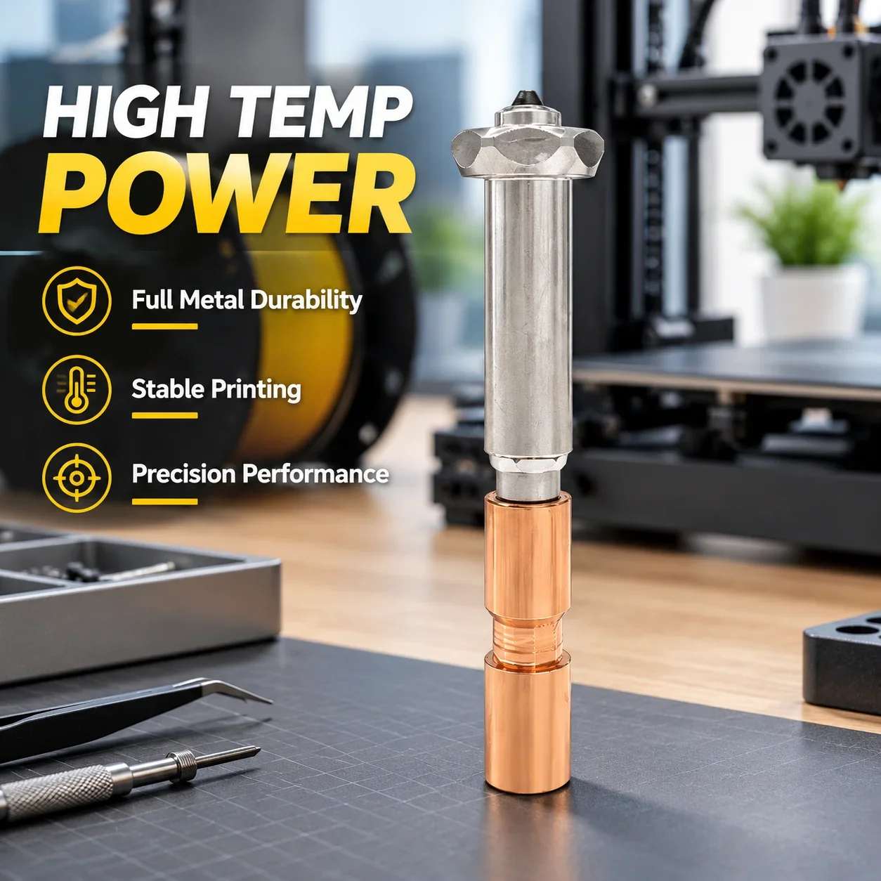 Anycubic Kobra 3 Max K3MC Hotend Print Head Nozzle Full Metal Titanium Alloy Copper High Temperature Resistant